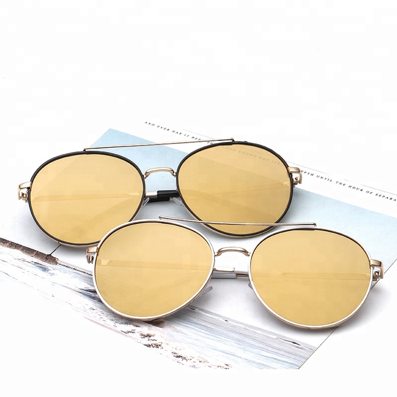 Italy Design Tredy Mirror Double Bridge Unettes De Soleil Women Sunglasses