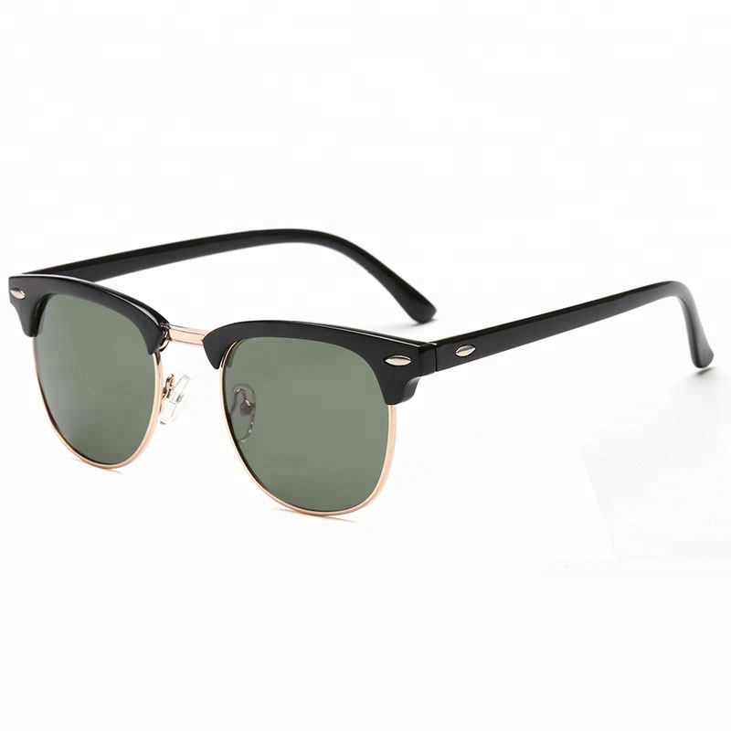 Vintage Retro Half Frame Rivet UV400 Protection Sunglasses